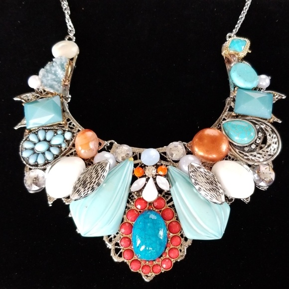 Repurposed Vintage Jewelry Statement Necklace - Picture 6 of 12